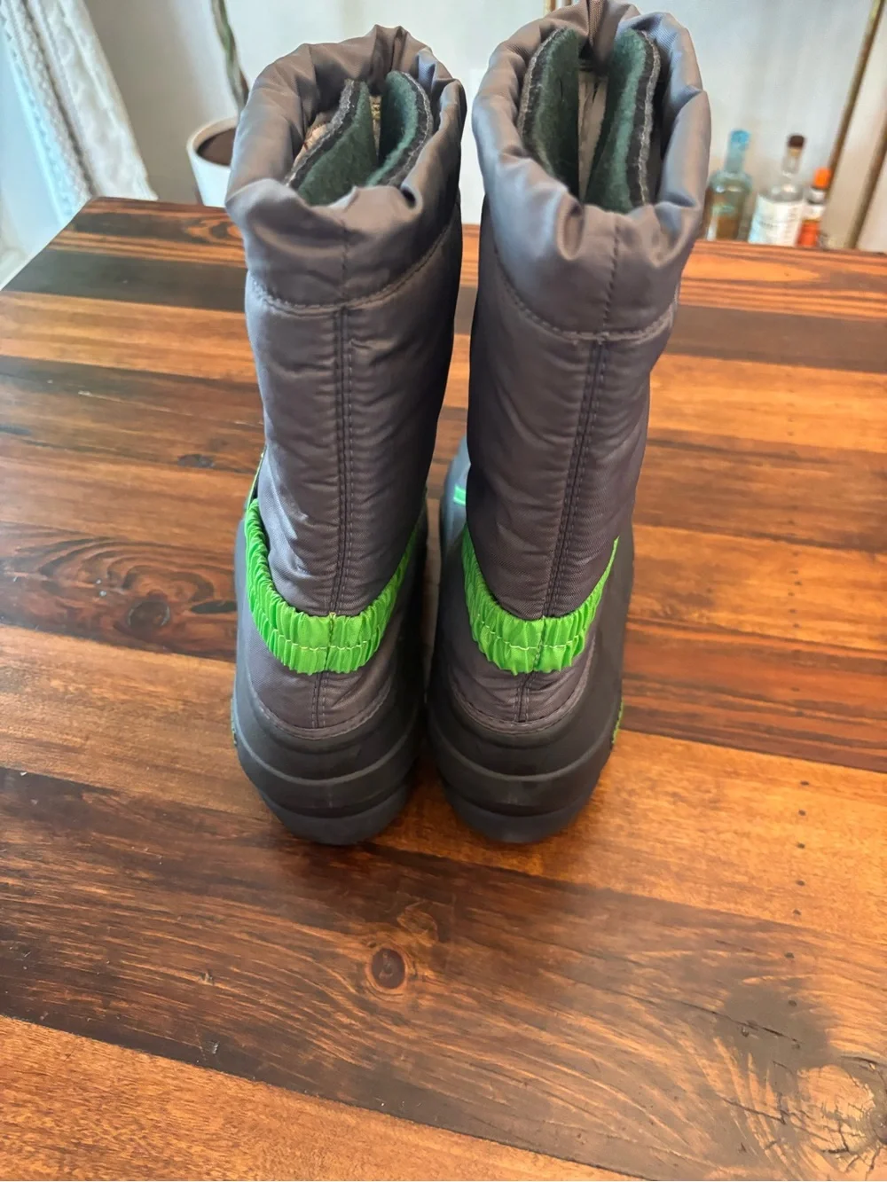 SOREL Kids' Grey Winter Snow Boot with Lime Accents NWT